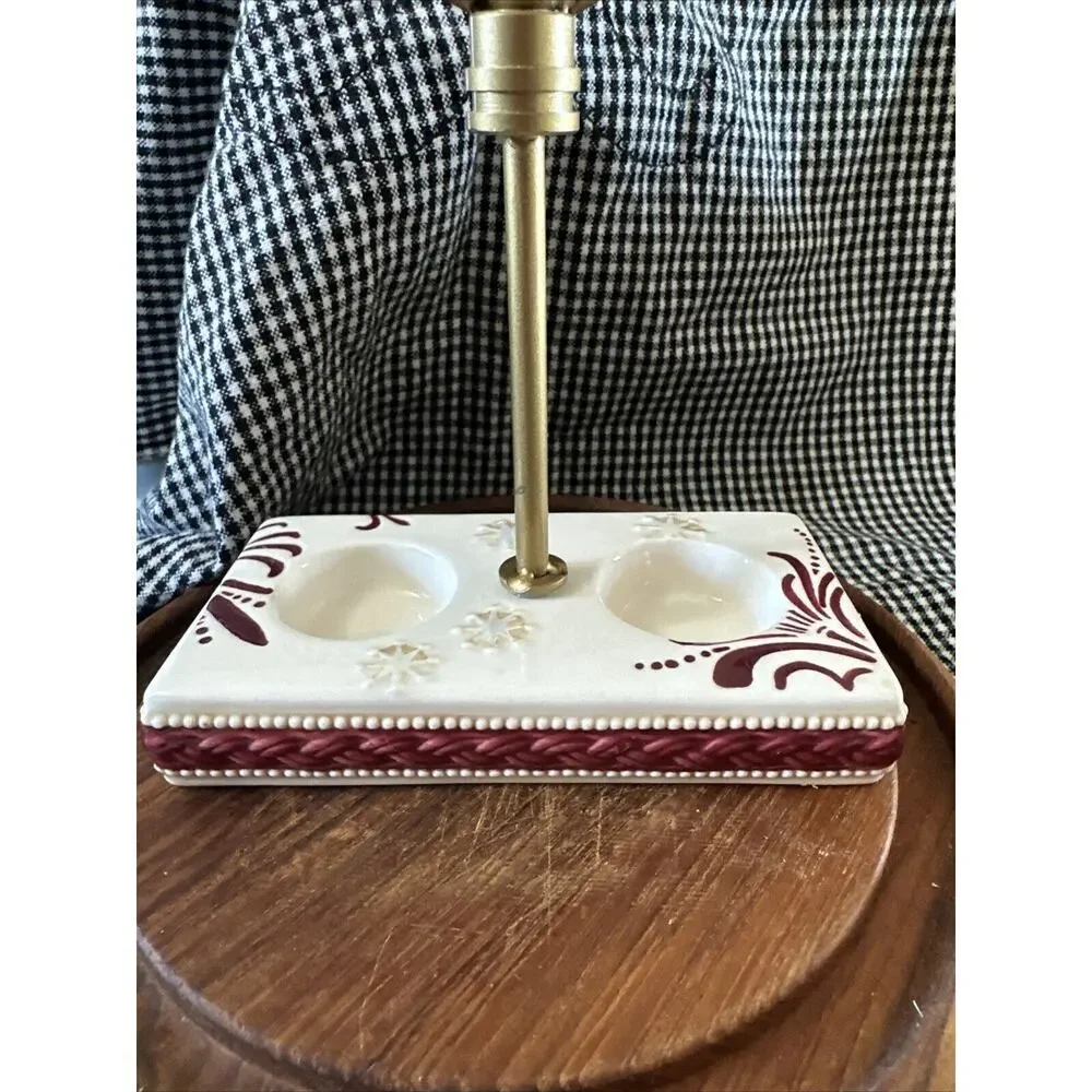 Grassland Roads Christmas Tree Salt & Pepper Shaker’s W/stand Ceramic Holiday